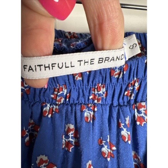 Faithfull The Brand Romy Strapless Tiered Dress Size Small Romantic Floral Blue - Picture 5 of 10
